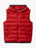 Benetton Kids' Sleeveless Hooded Puffer Jacket, Bordeaux