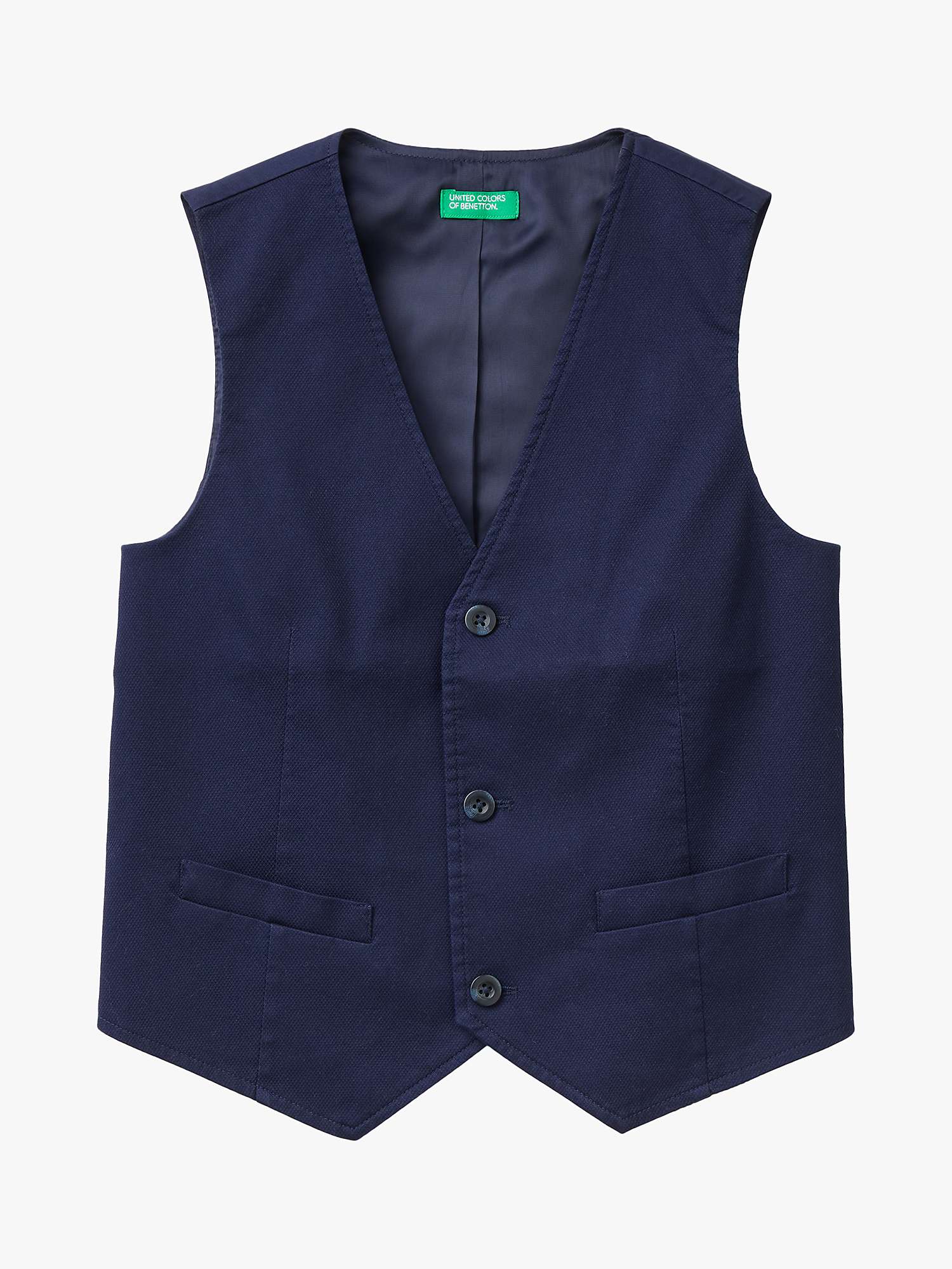 Buy Benetton Kids' Button V Neck Suit Waistcoat, Blue Online at johnlewis.com