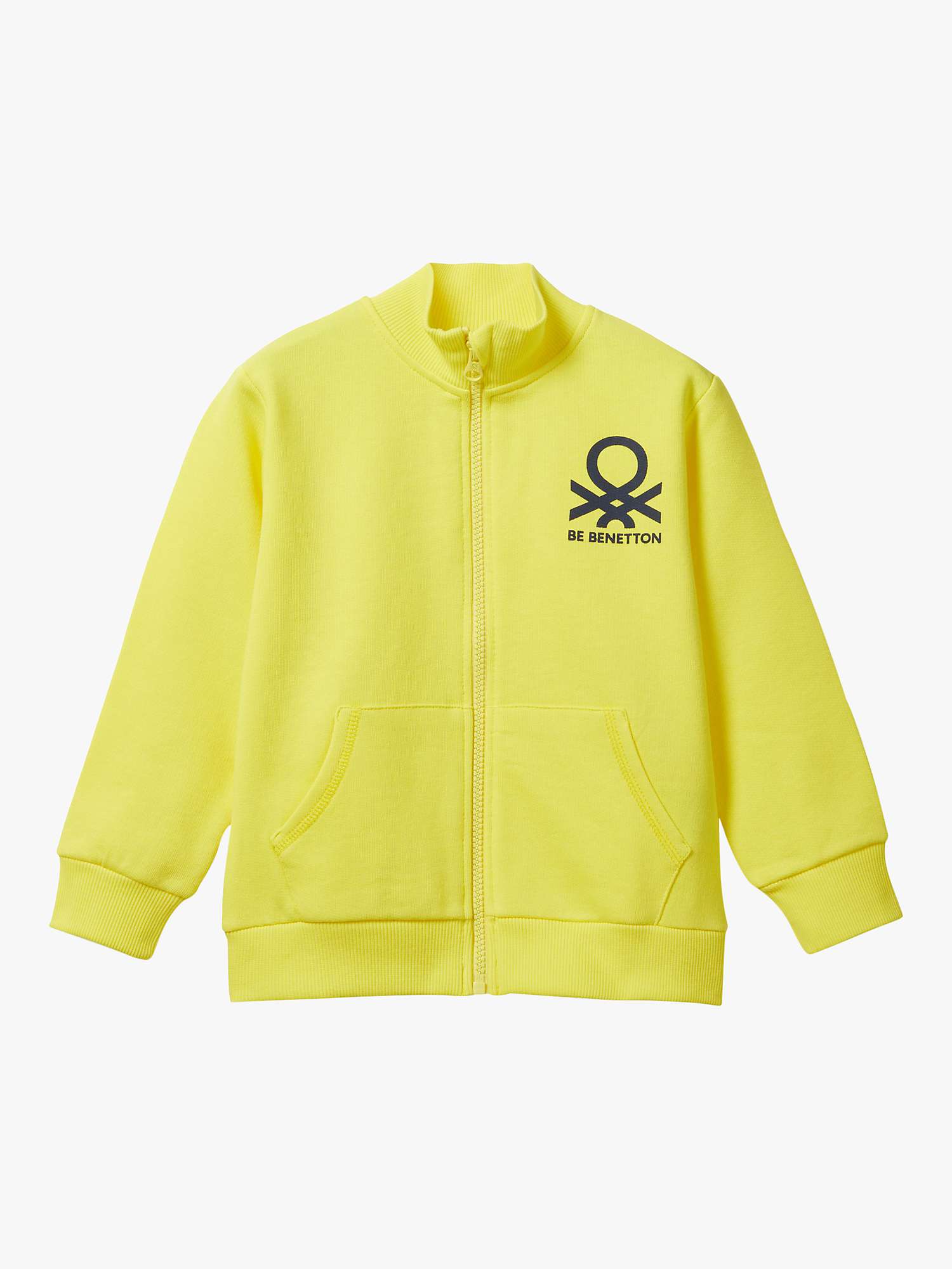 Buy Benetton Kids' Logo High Neck Zip Through Sweatshirt, Yellow Online at johnlewis.com