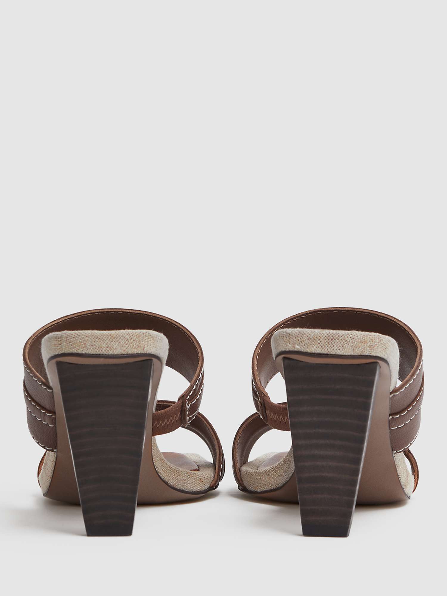 Buy Reiss Ruby Stitch Detail Leather Mules, Brown Online at johnlewis.com