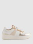 Reiss Aira Colour Block Leather Trainers, White/Multi