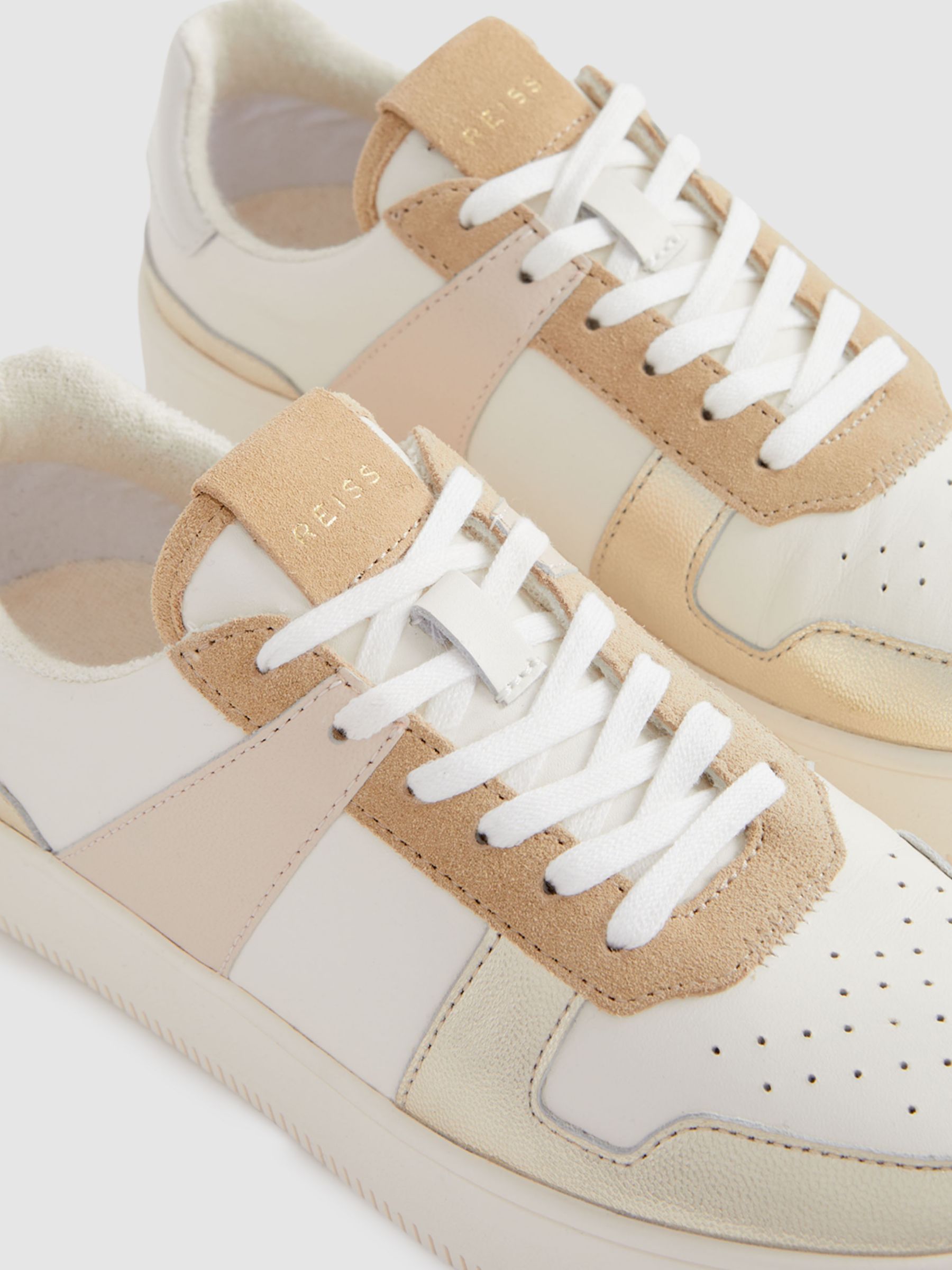 Buy Reiss Aira Colour Block Leather Trainers, White/Multi Online at johnlewis.com