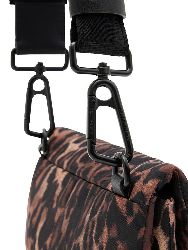 AllSaints Ezra Leopard Print Rectangular Crossbody Bag, Brown