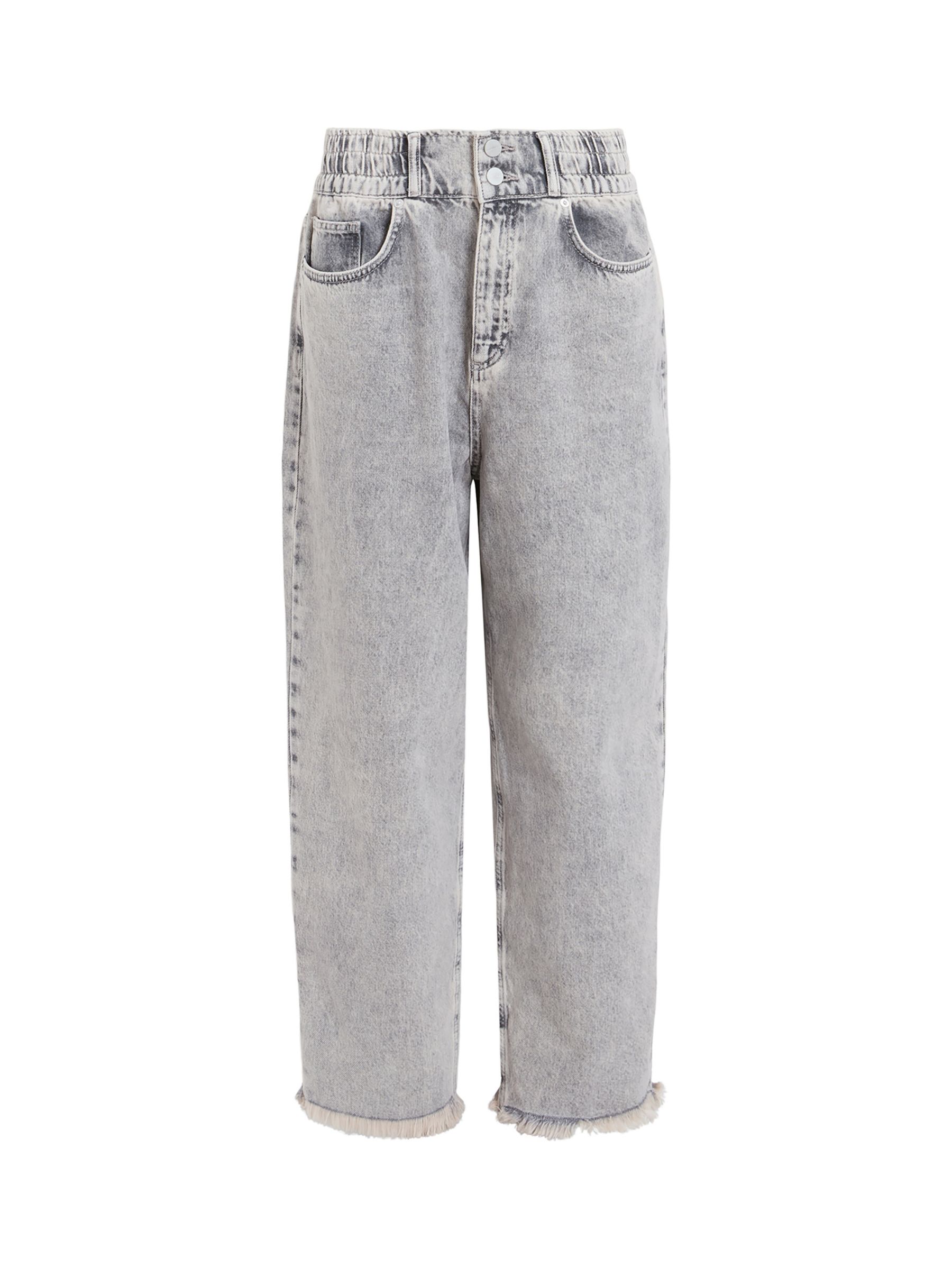 AllSaints Hailey Frayed Hem Jeans, Snow Grey, 10