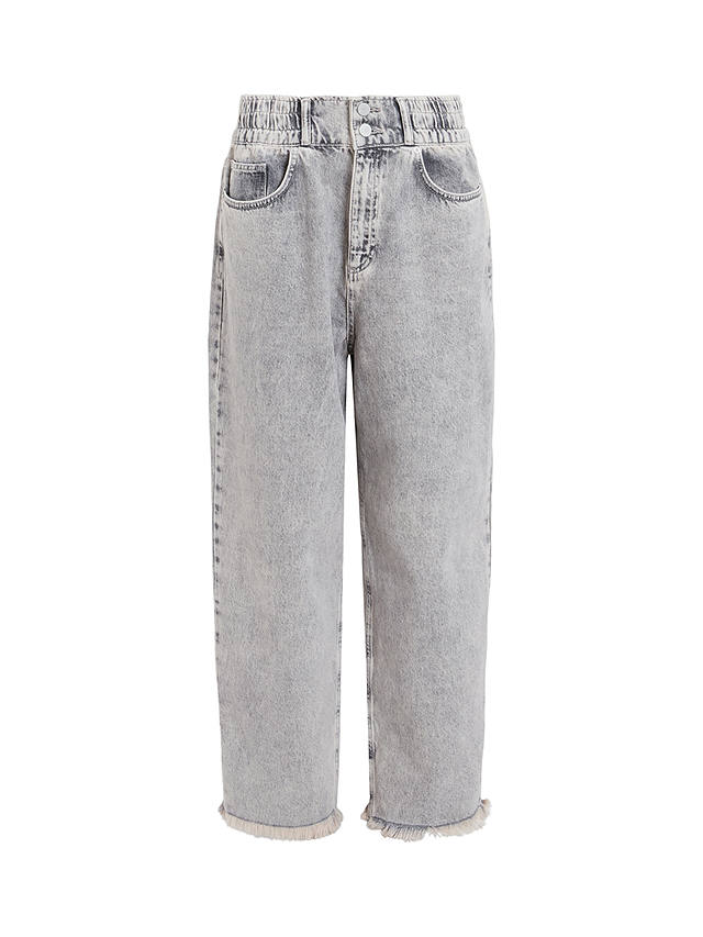 AllSaints Hailey Frayed Hem Jeans, Snow Grey