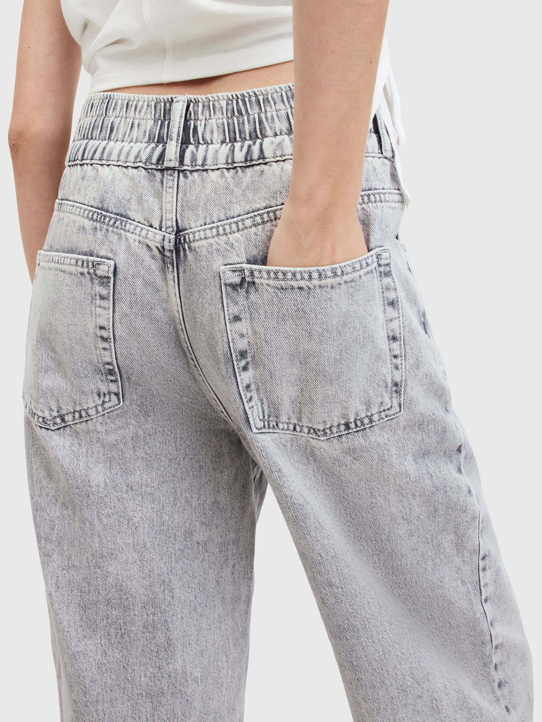 AllSaints Hailey Frayed Hem Jeans, Snow Grey, 10