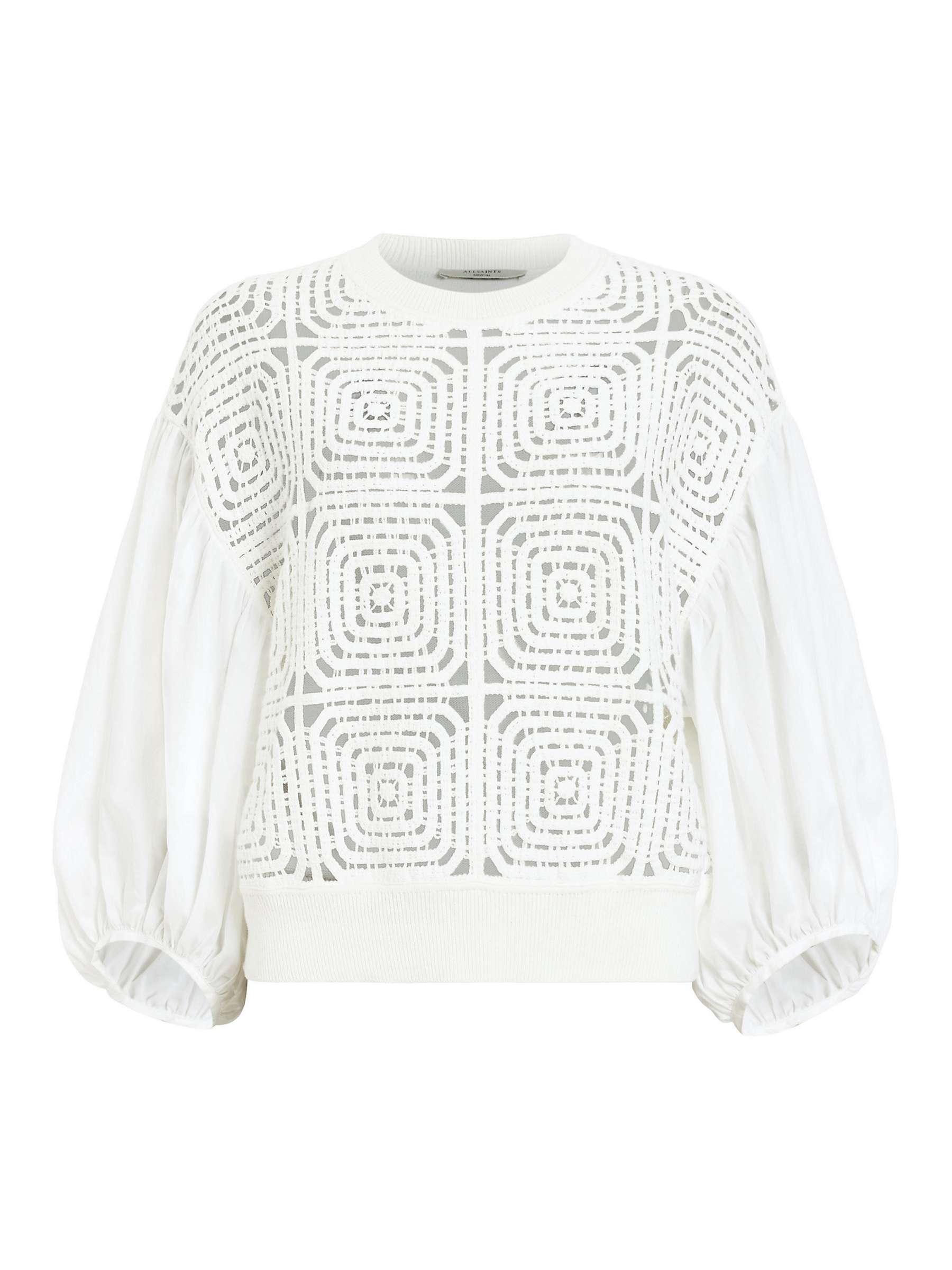 Buy AllSaints Sol Organic Cotton Geometric Embroidered Jumper, Chalk White Online at johnlewis.com