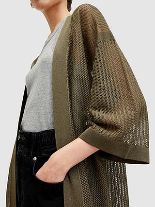AllSaints Misha Knit Kimono, Khaki Green