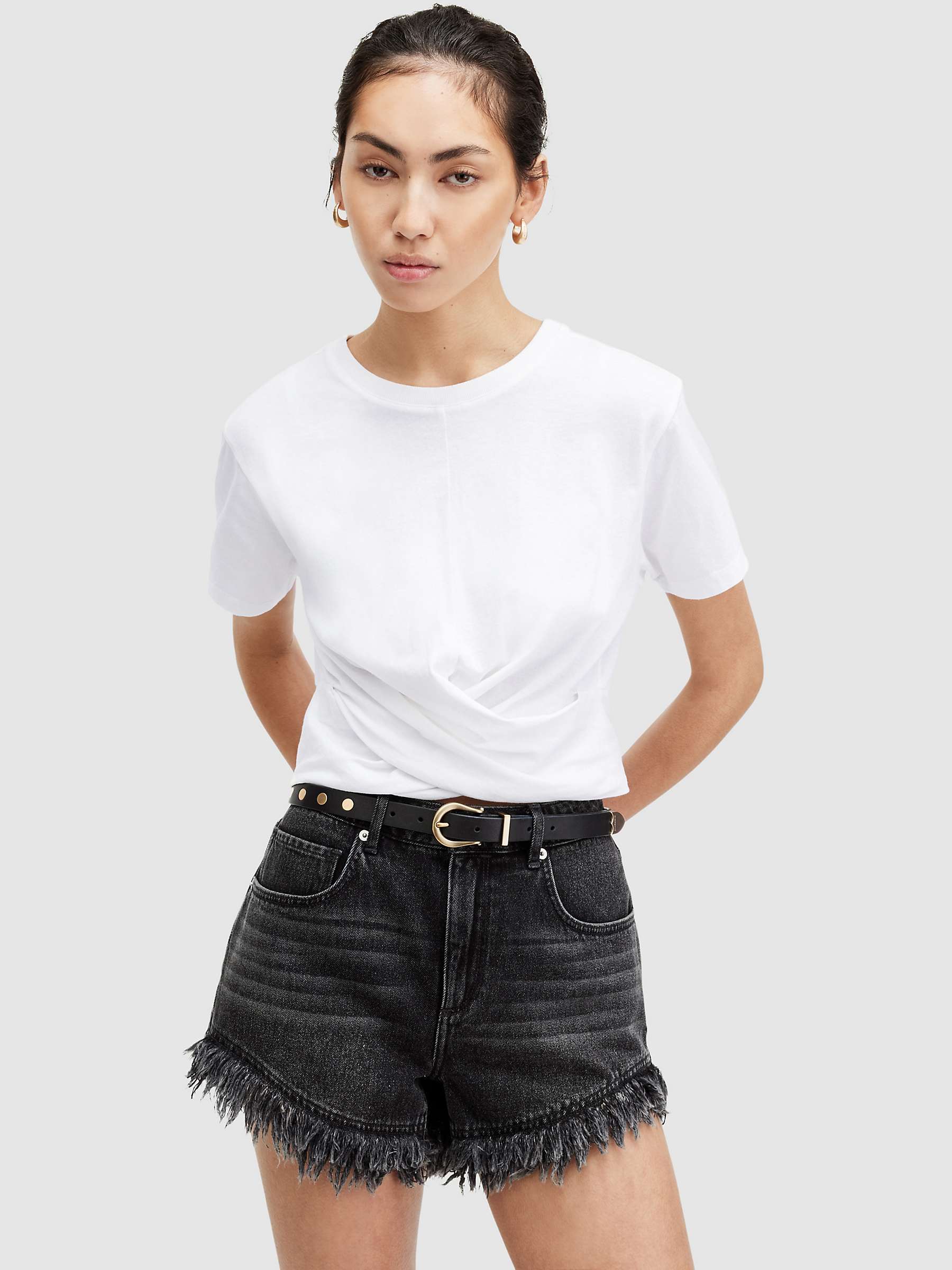 Buy AllSaints Mallinson Crossover T-Shirt, Optic White Online at johnlewis.com