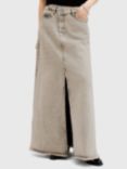 AllSaints Noir Denim Maxi Skirt, Sand Grey