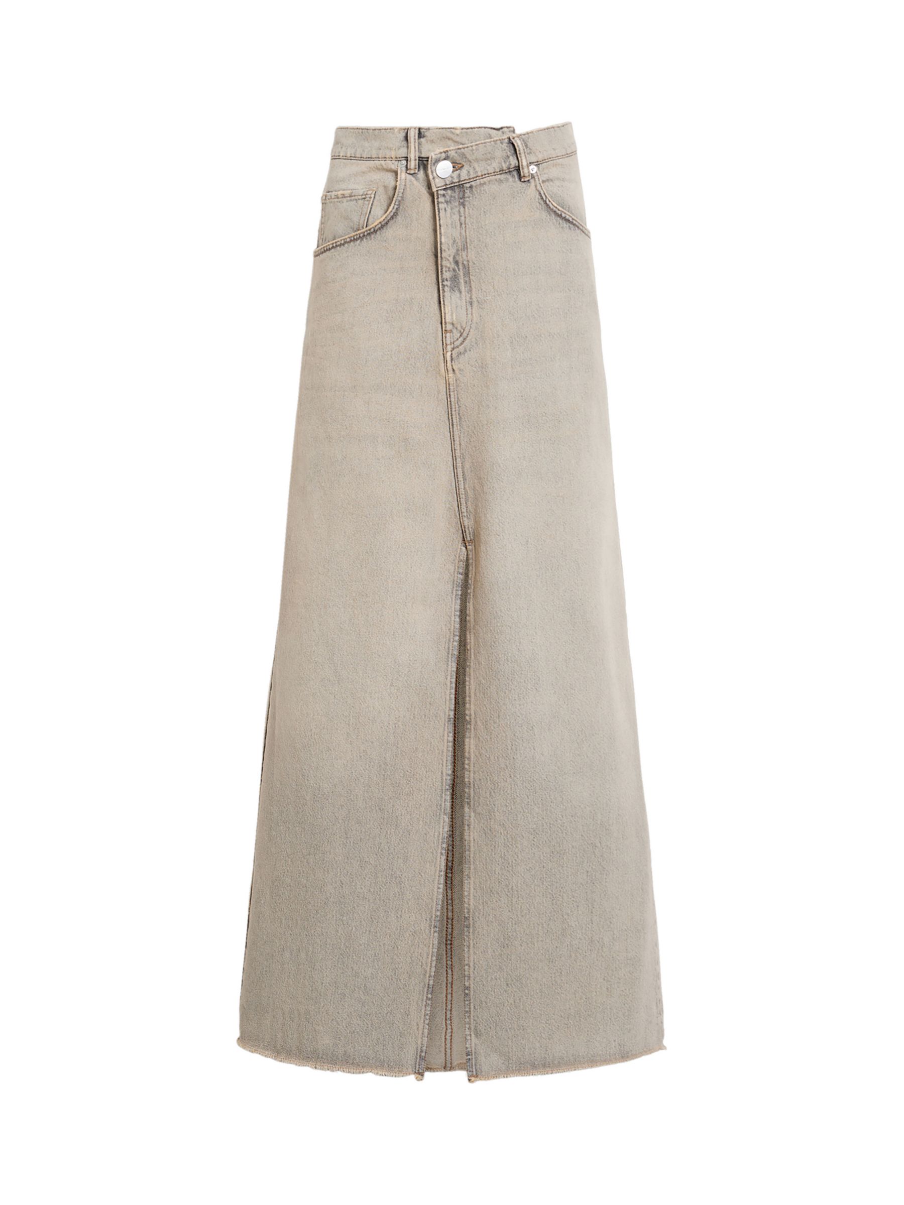 Buy AllSaints Noir Denim Maxi Skirt, Sand Grey Online at johnlewis.com