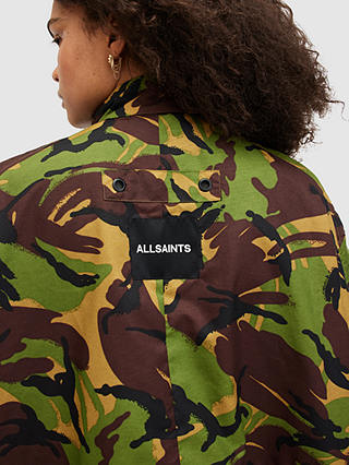 AllSaints Daneya Camo Parka Jacket, Khaki Green