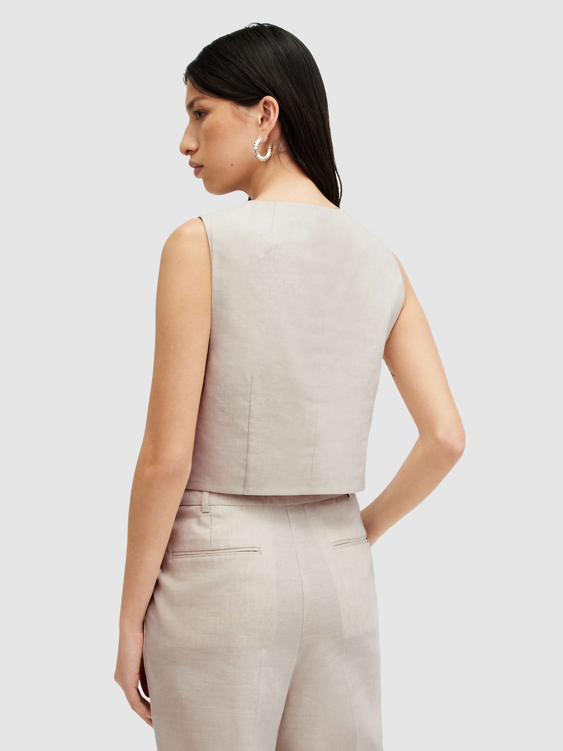 Buy AllSaints Whitney Linen Blend Waistcoat, Neutral Beige Online at johnlewis.com