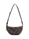 AllSaints Half Moon Leopard Print Crossbody Bag, Brown