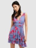 AllSaints Mikayla Iona Mini Dress, Neon Pink/Multi, Neon Pink/Multi