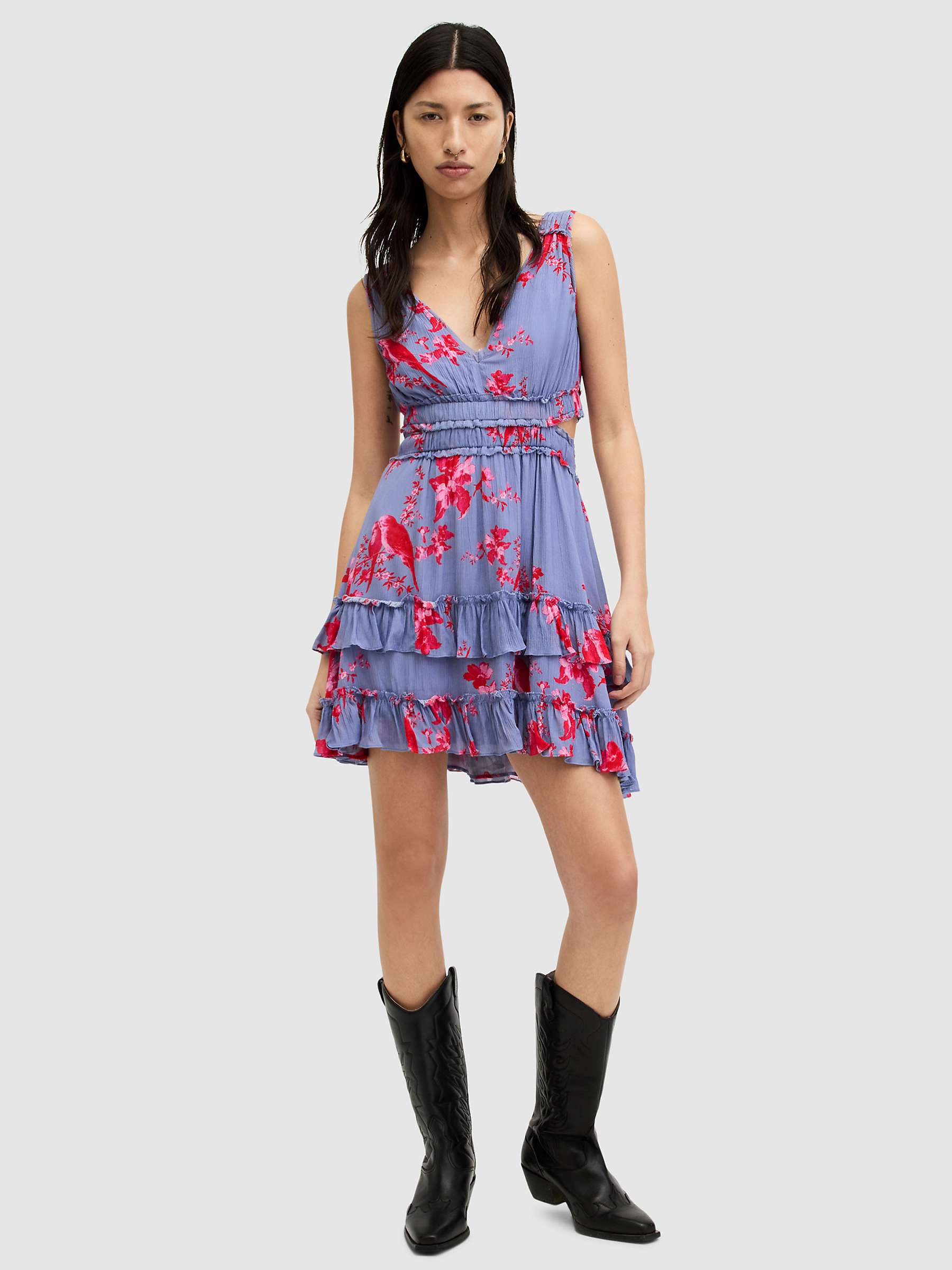 Buy AllSaints Mikayla Iona Mini Dress, Neon Pink/Multi Online at johnlewis.com