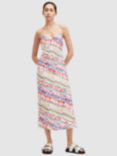 AllSaints Bryony Melissa Abstract Print Midi Slip Dress, Multi, Multi