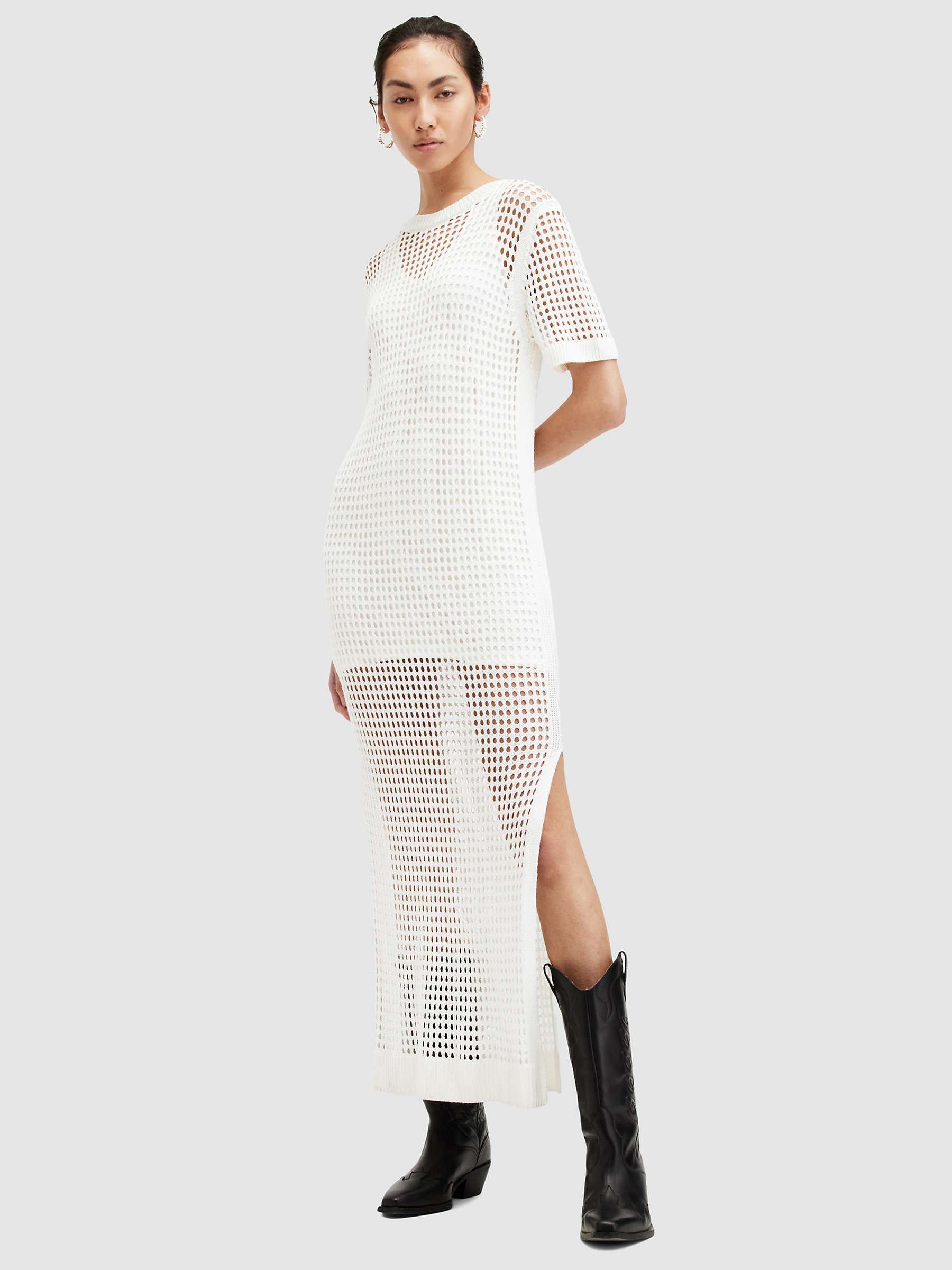 Buy AllSaints Paloma Open Stitch Maxi Dress, Chalk White Online at johnlewis.com
