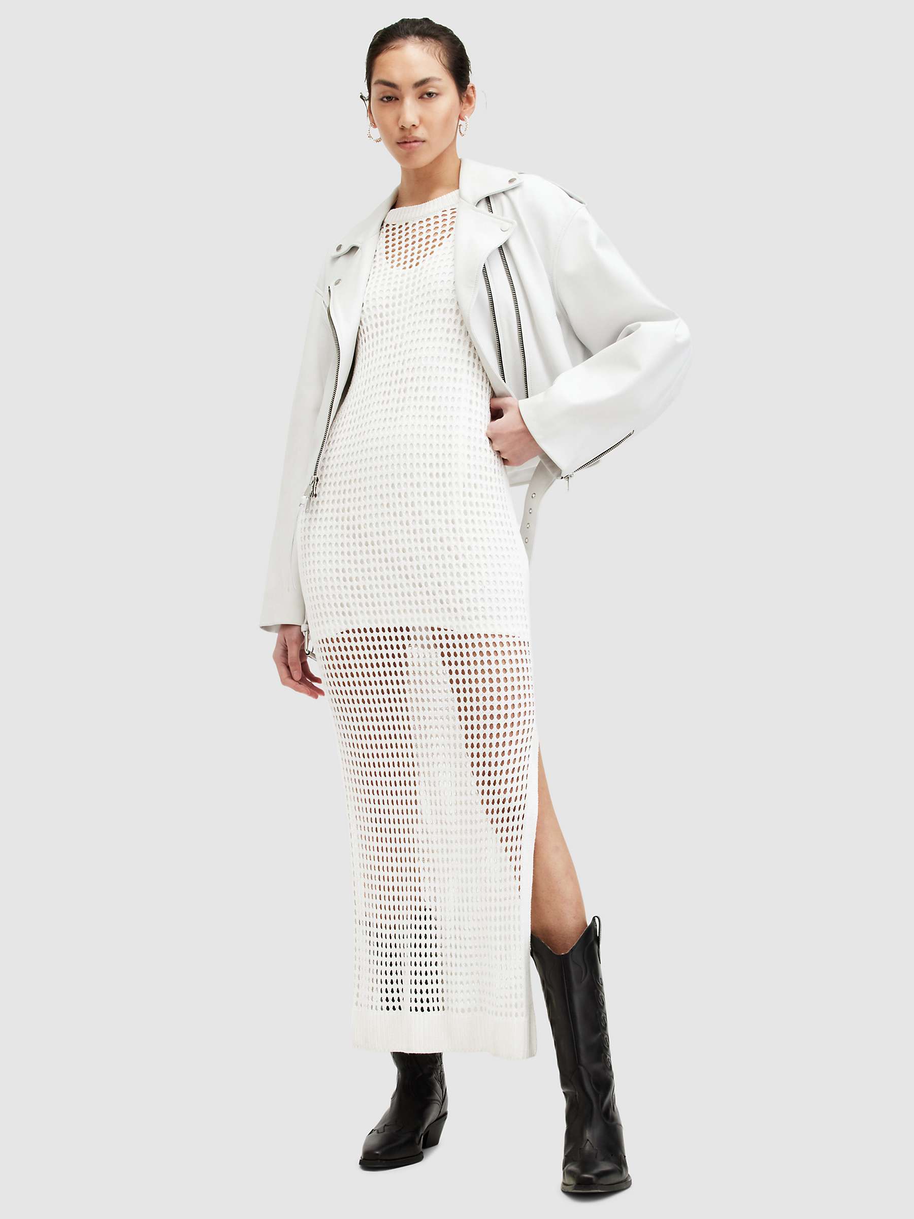 Buy AllSaints Paloma Open Stitch Maxi Dress, Chalk White Online at johnlewis.com