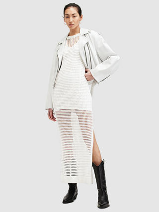 AllSaints Paloma Open Stitch Maxi Dress, Chalk White