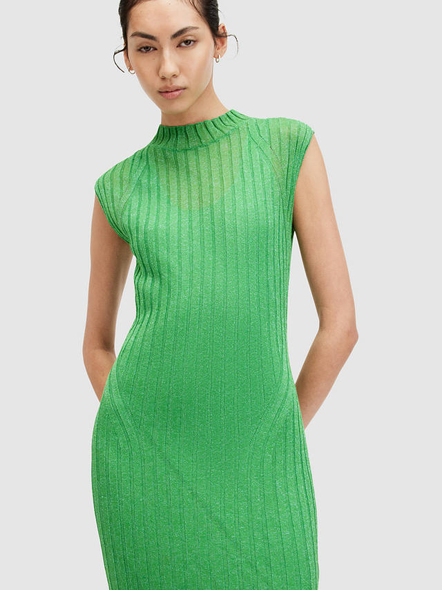 AllSaints Patrice Midi Dress, Bright Green