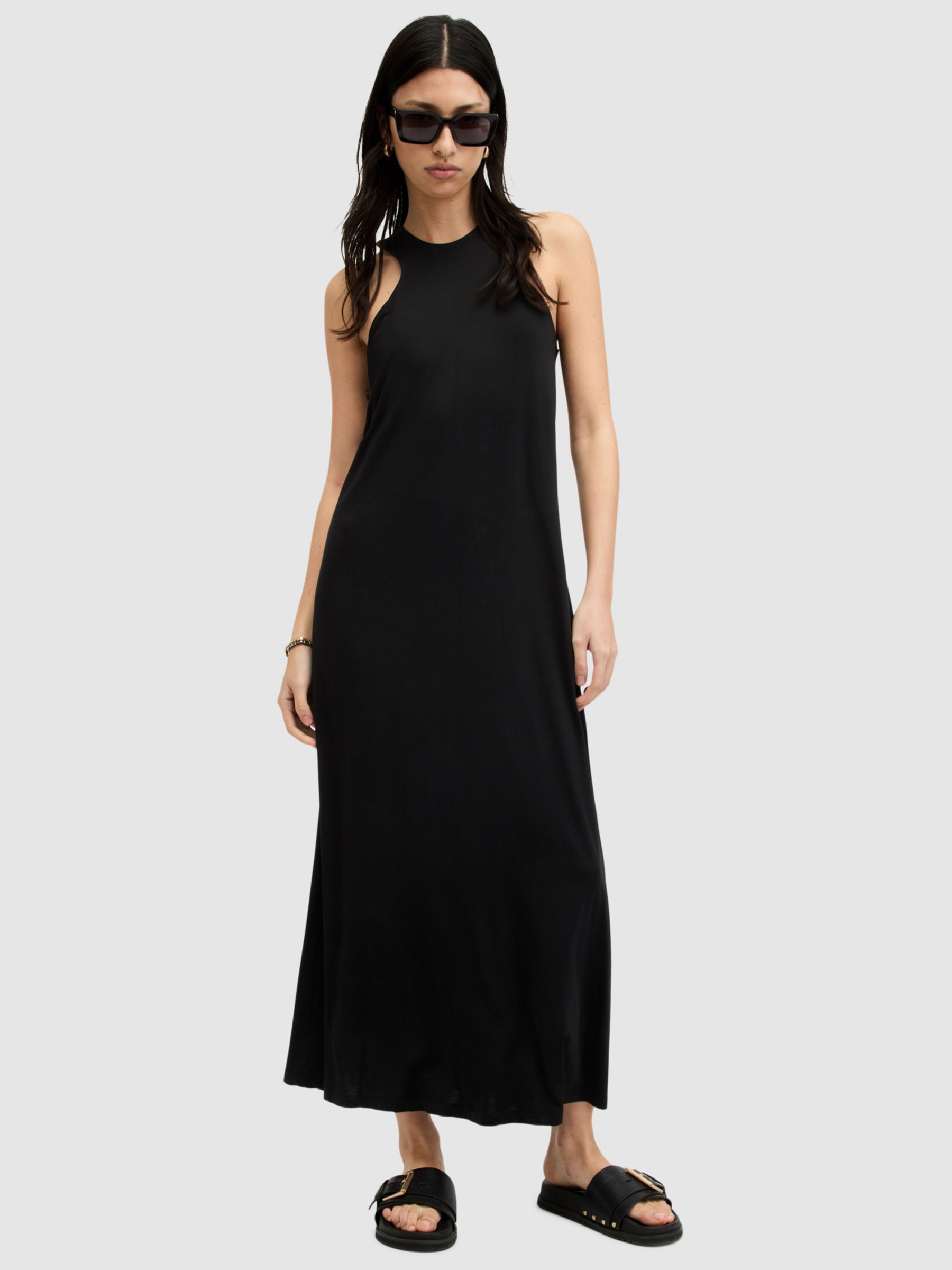 AllSaints Kura Maxi Dress, Black, 12