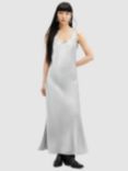 AllSaints Lisa Satin Maxi Dress, Dark Silver