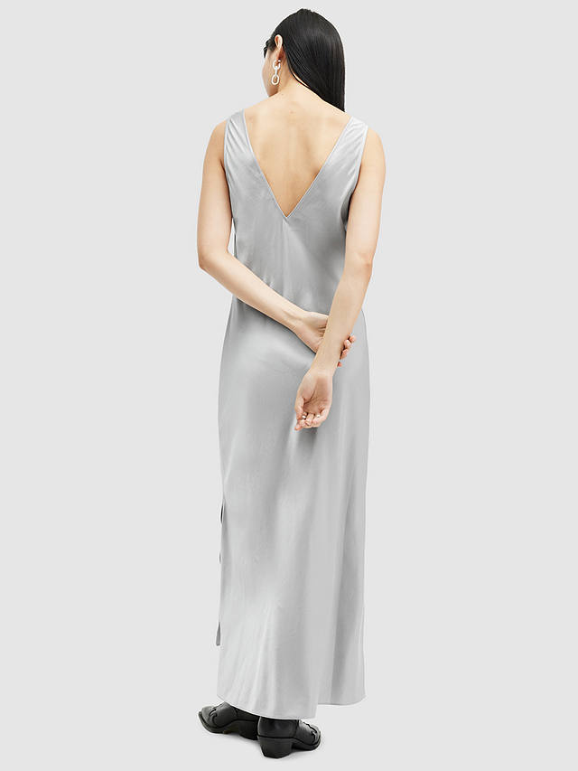AllSaints Lisa Satin Maxi Dress, Dark Silver
