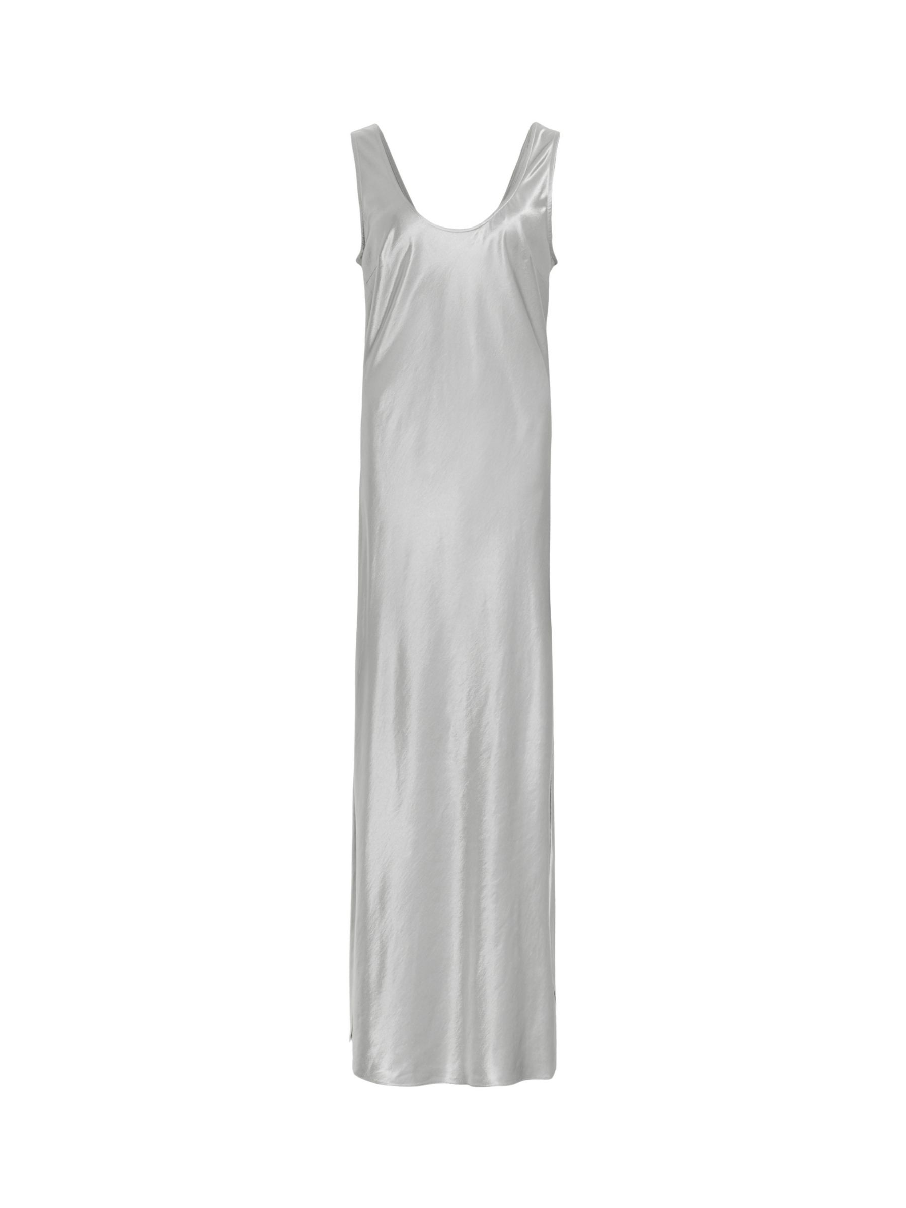 AllSaints Lisa Satin Maxi Dress, Dark Silver, 12