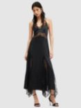 AllSaints Jasmine Silk Blend Midi Dress, Black, Black