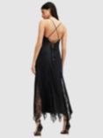 AllSaints Jasmine Silk Blend Midi Dress, Black, Black