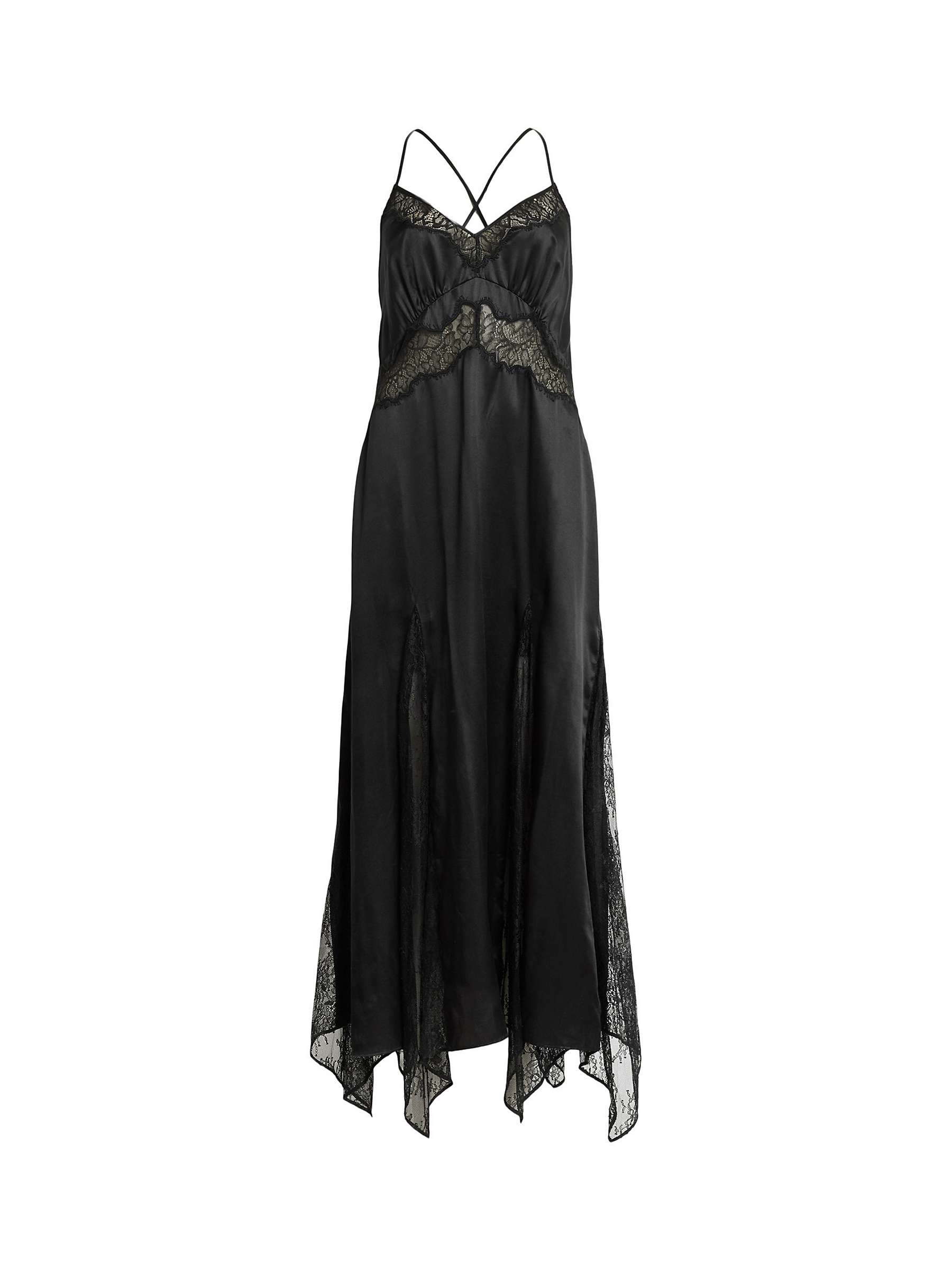 Buy AllSaints Jasmine Silk Blend Midi Dress, Black Online at johnlewis.com