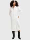 AllSaints Imogen Organic Cotton Midi Shirt Dress, Chalk White, Chalk White
