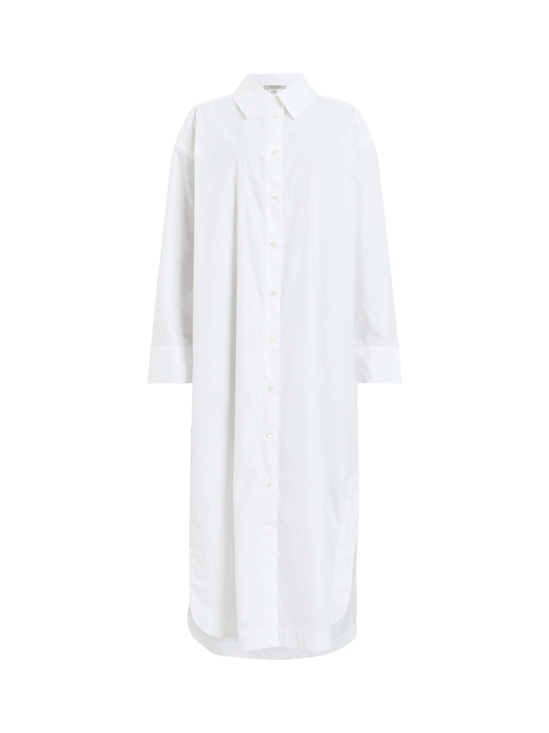 Buy AllSaints Imogen Organic Cotton Midi Shirt Dress, Chalk White Online at johnlewis.com