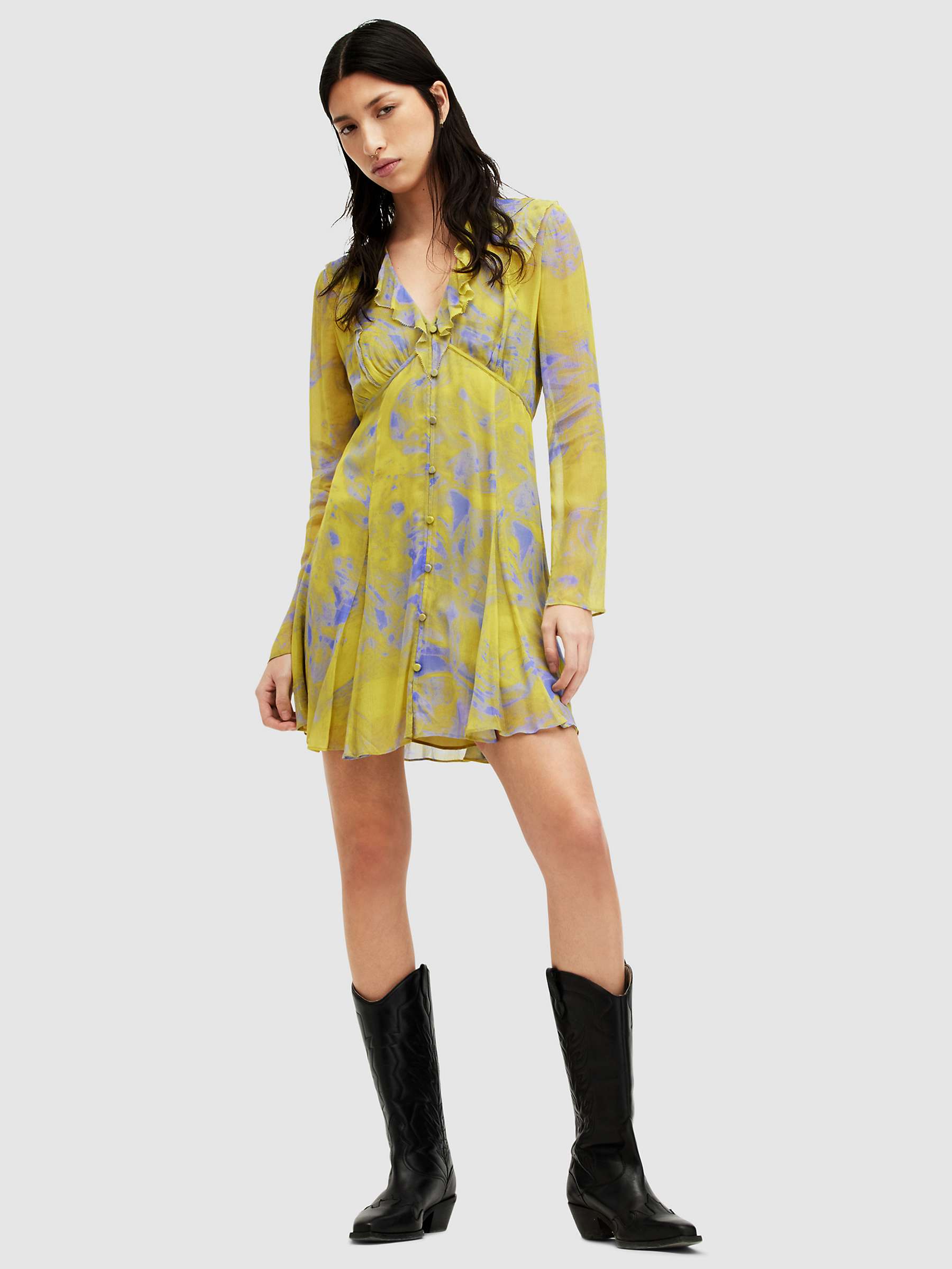 Buy AllSaints Lini Inspiral Mini Dress, Zest Lime Green Online at johnlewis.com
