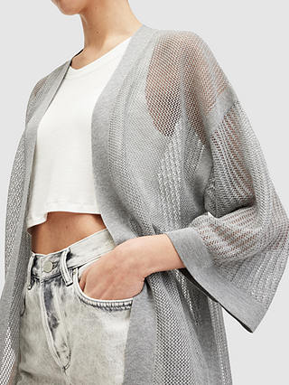 AllSaints Misha Knit Kimono, Grey