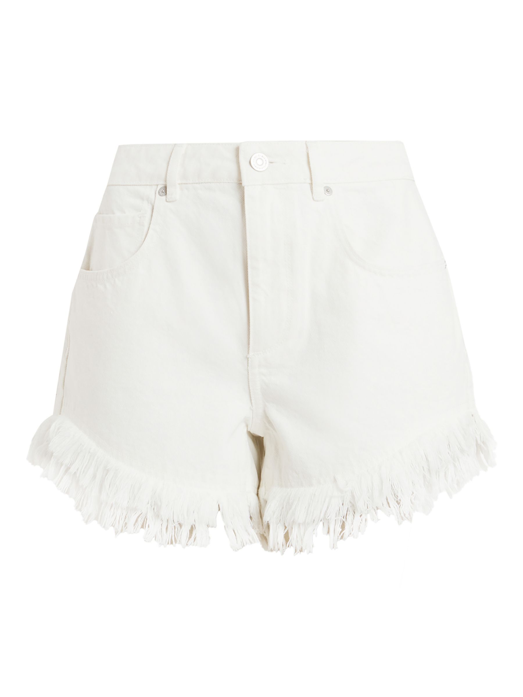 AllSaints Astrid Frayed Denim Shorts, Cream, 29