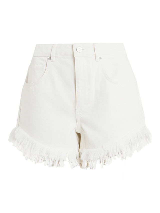 AllSaints Astrid Frayed Denim Shorts, Cream