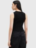 AllSaints Cruz Button Through Ribbed Sleeveless Top, Black