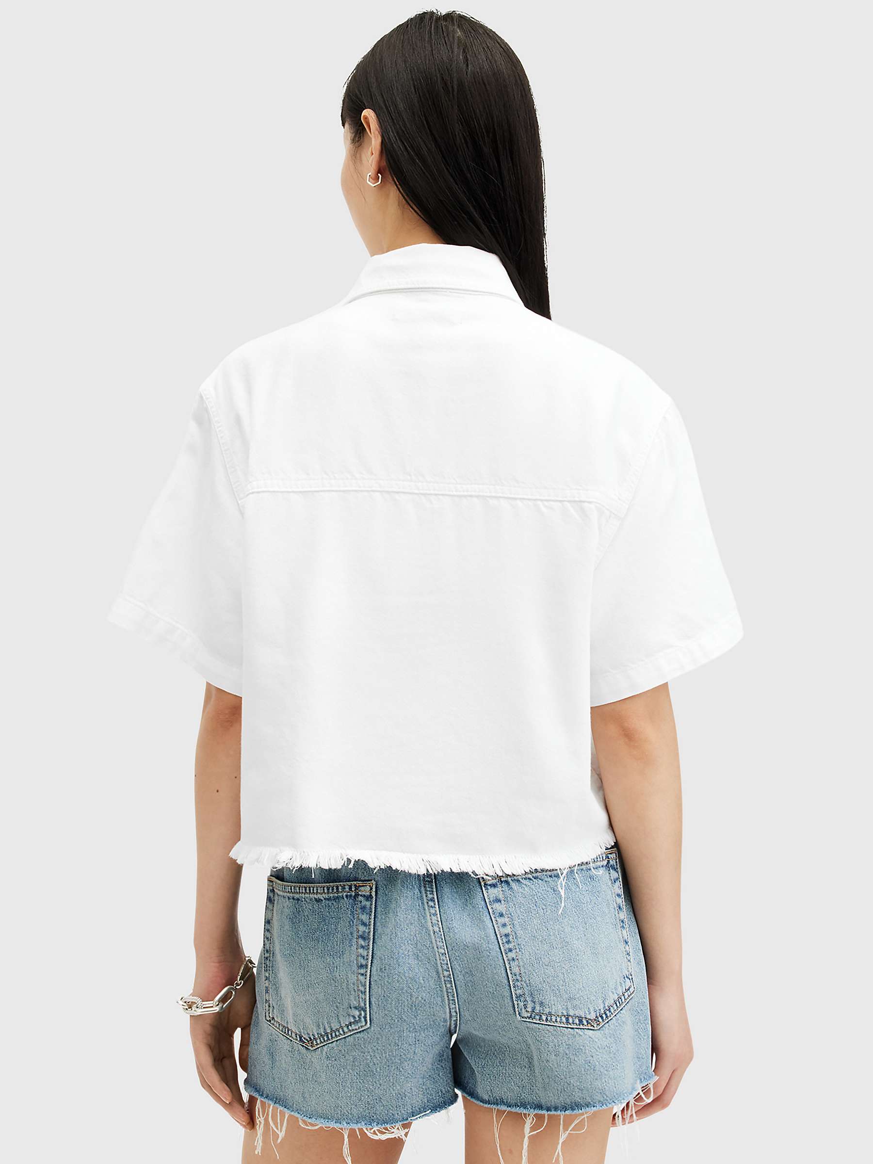 Buy AllSaints Tove Short Sleeve Denim Shirt, Off White Online at johnlewis.com
