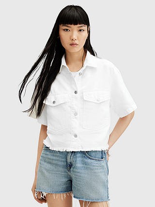 AllSaints Tove Short Sleeve Denim Shirt, Off White