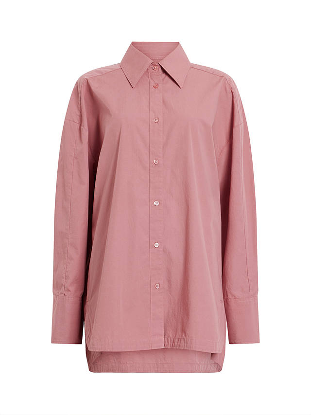 AllSaints Karina Organic Cotton Shirt, Ash Rose Pink