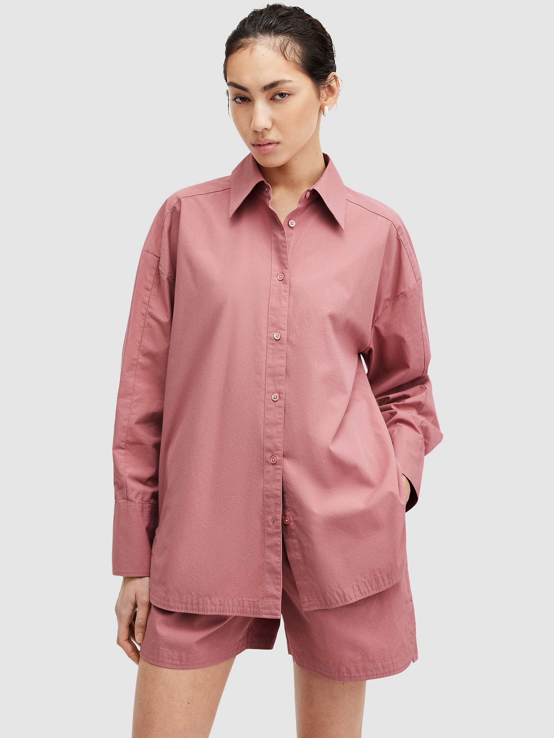 Buy AllSaints Karina Organic Cotton Shirt, Ash Rose Pink Online at johnlewis.com
