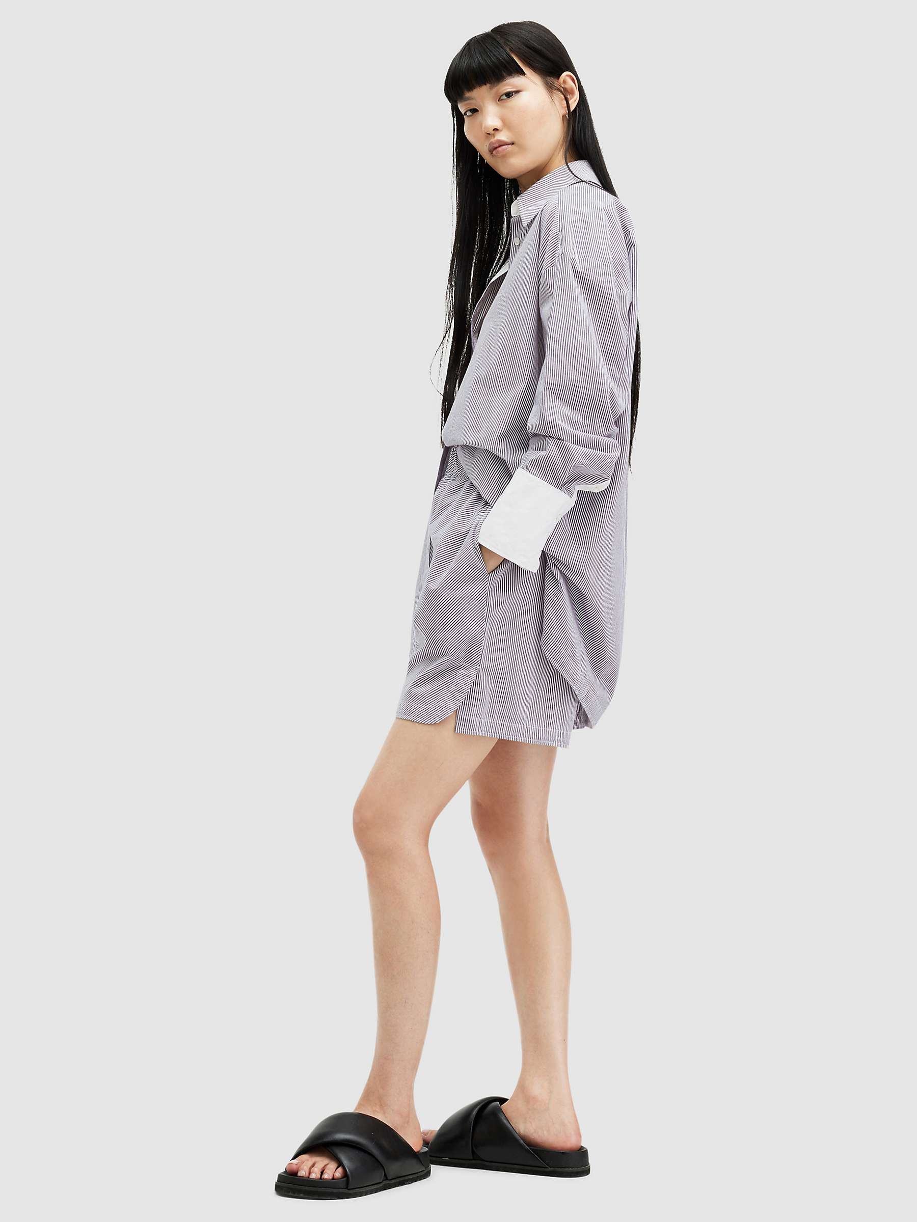 Buy AllSaints Karina Organic Cotton Shorts, Blue/White Online at johnlewis.com