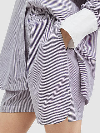 AllSaints Karina Organic Cotton Shorts, Blue/White