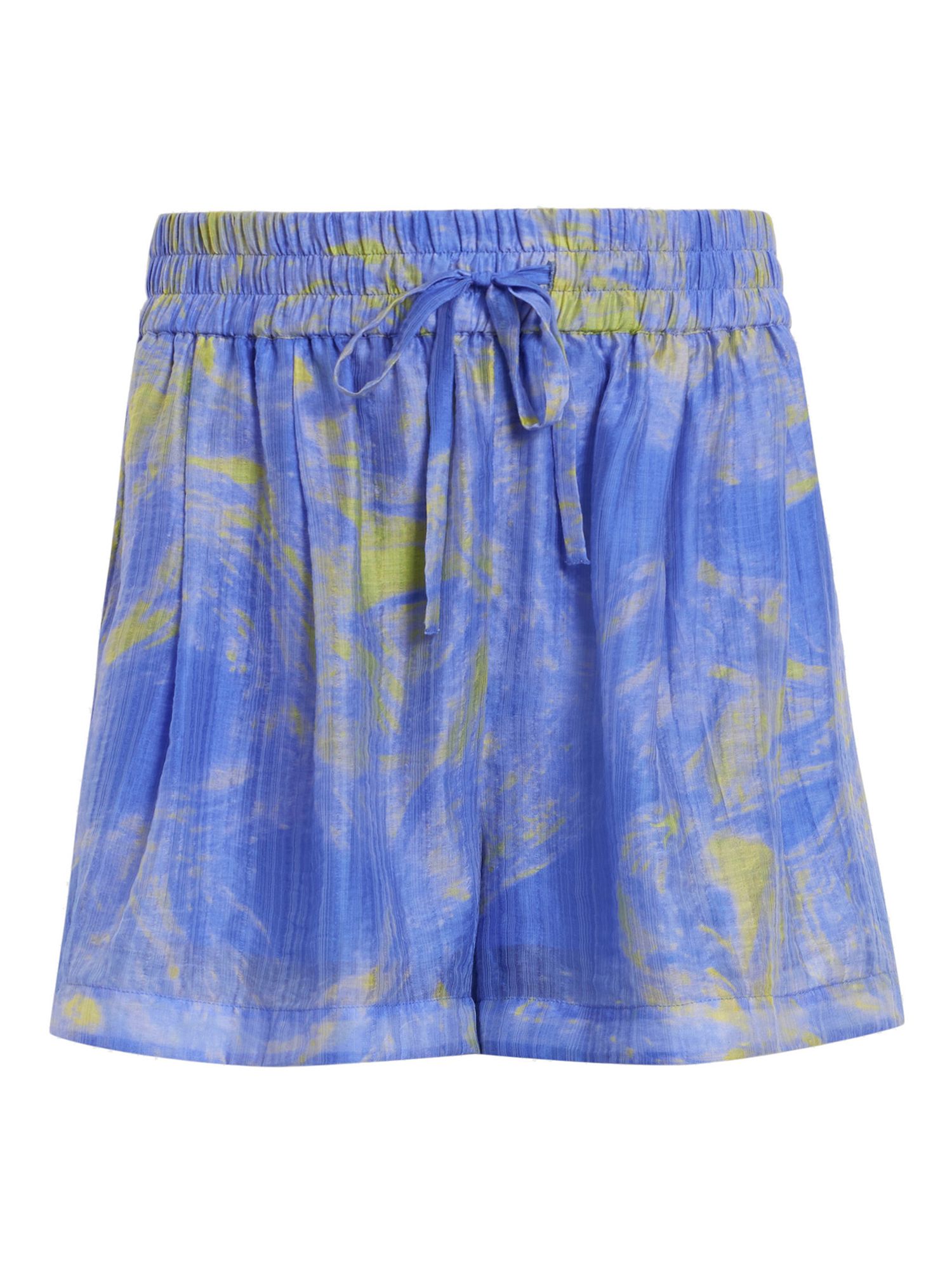 AllSaints Isla Abstract Print Drawstring Shorts, Electric Blue/Multi, 10