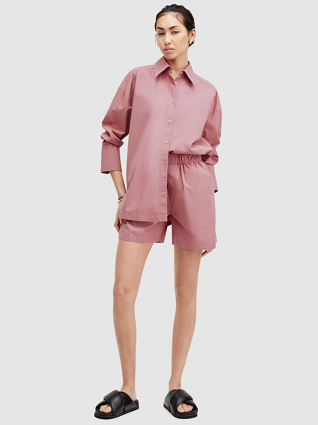 AllSaints Karina Organic Cotton Shorts, Ash Rose Pink
