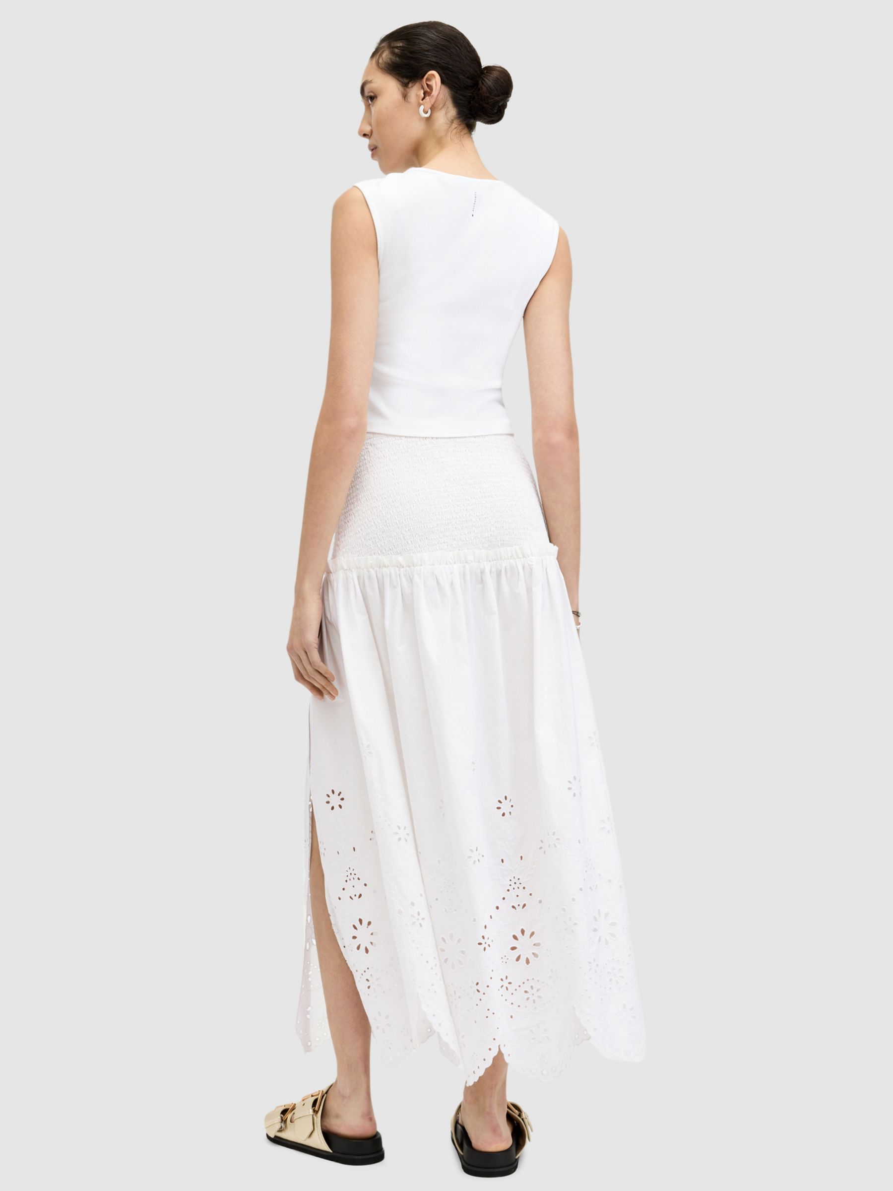 Buy AllSaints Alex Broderie Anglaise Maxi Skirt, Off White Online at johnlewis.com
