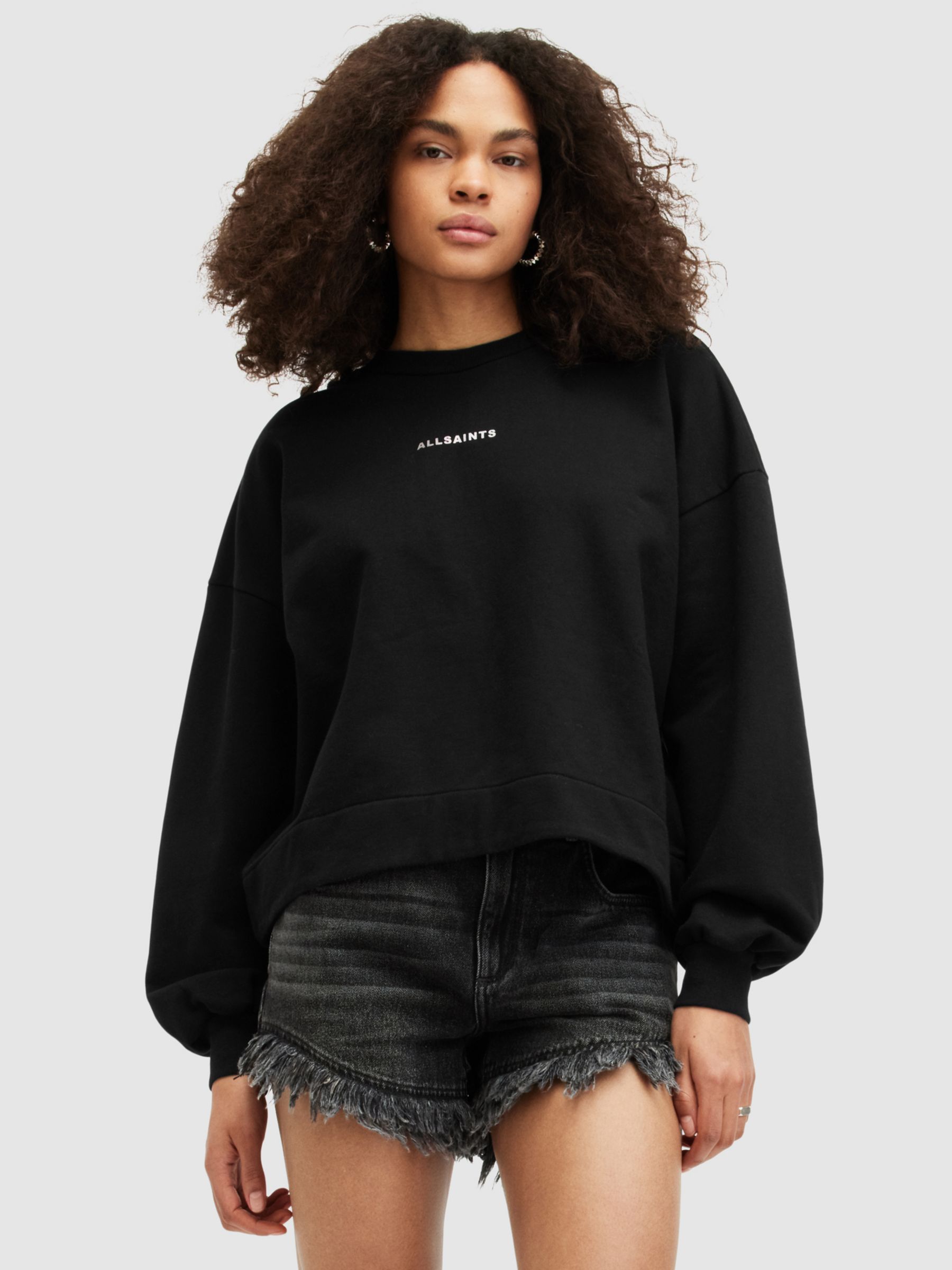 AllSaints Disc Lila Orgnic Cotton Sweatshirt, Black, L