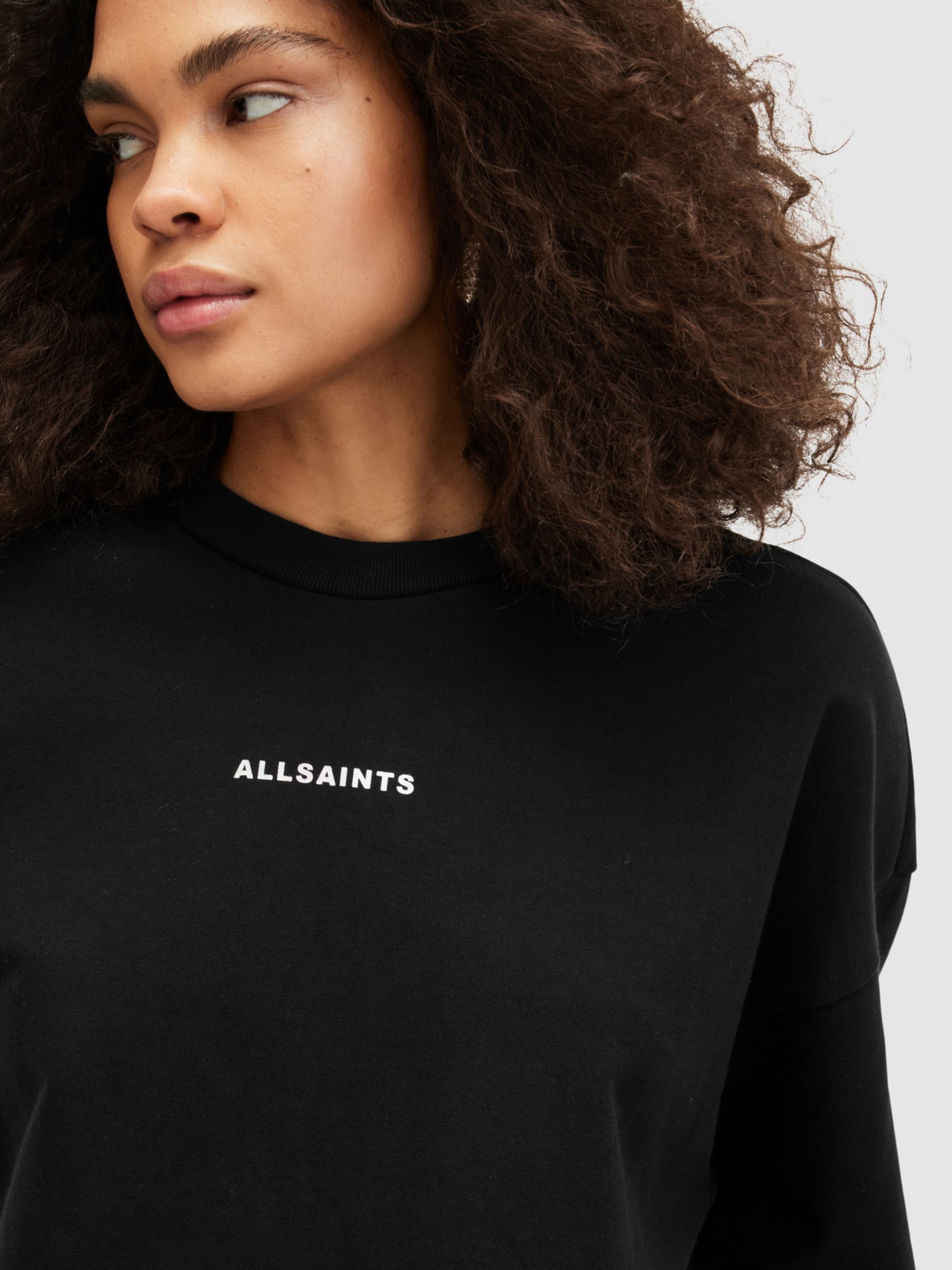 AllSaints Disc Lila Orgnic Cotton Sweatshirt, Black, L